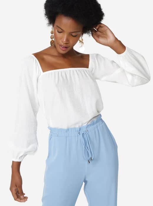 BLUSA BRANCA DE MANGA