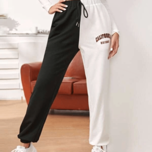 CALÇA MOLETOM PRETO E BRANCO