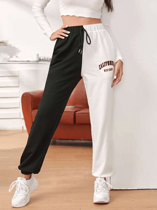 CALÇA MOLETOM PRETO E BRANCO